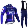 Set Fietsshirt Lange Mouw + Lange Koersbroek 2024 Groupama FDJ Zwart Blauw